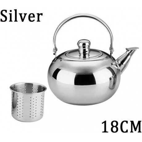 CHXIHome Tea Kettle Stovetop Whistling Tea Pot Stainless Steel Tea Maker Infuser Tea Kettle Water Filters Tea Pot Infuser KettleSilver 18CM B08925GPLR