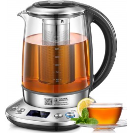 Electric Tea Kettle FOHERE Electric Kettle Temperature Control with 6 Presets 2Hr Keep Warm Removable Tea Infuser Stainless Steel Glass Boiler BPA Free 1.7L B09TW61D31