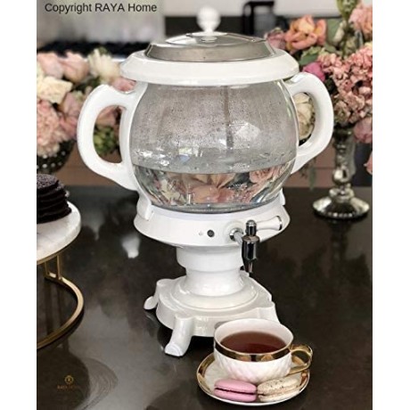The Original -RAYA Glass Electric Samovar Modern Tea Maker White | 4.5 Ltr 155 oz | Persian Samovar |Russian Samovar | Turkish Samovar B076PR2J9H