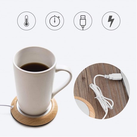 JapanAmStore 5V 5W Coffee Cup Warmer USB Wood Grain Cup Warmer Heat Beverage Warm Heater Mugs Coaster White B08L57JV8N