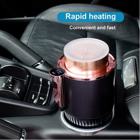 Universal 2 in 1 Smart Cooling & Heating Car Cup Electric Coffee Milk Warmer and Cooler Beverage Mug with Temperature Display Home Office Auto Accessories Gold B09TT5CX5S
