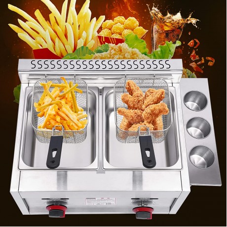 6L x 2 Commercial Gas Deep Fryer Stainless Steel Countertop Deep Gas Fryer with Dual Baskets for Home Restaurants Chicken Wings Chips Frying US Stock B09YGZDQZS