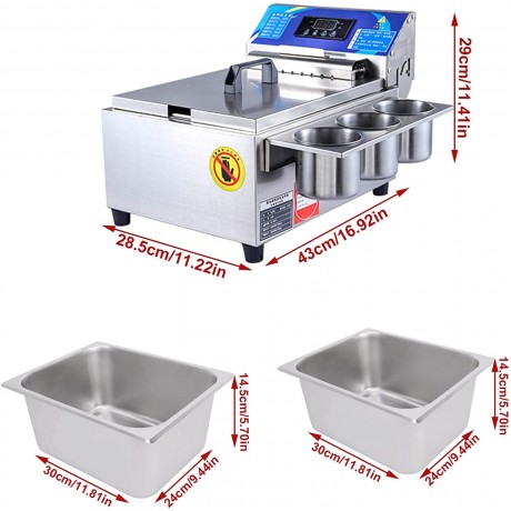AGVB Fryer， Small 3000W Deep Fryer 6L Adjustable Temperature Control Commercial Intelligent Digital Display Electric Fryer Food-grade Stainless Steel Fryer Easy To Clean With Basket And Lid B09Q5MBLV5