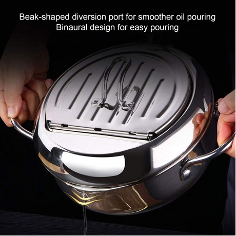 Deep Fryer Pot,Small Deep Frying Pot with Fahrenheit Thermometer 304 Stainless Steel Deep Fryer with Oil Draining Rack for chips Fries Fish and Chicken20cm B0B297BCPK