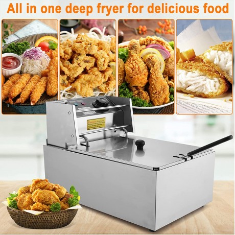 Electric Deep Fryer with Basket & Lid 1700W 6.3QT Electric Deep Fryer with Temperature Control Countertop Frying Machine for for Commercial and Home Use B09HJZ5GW5