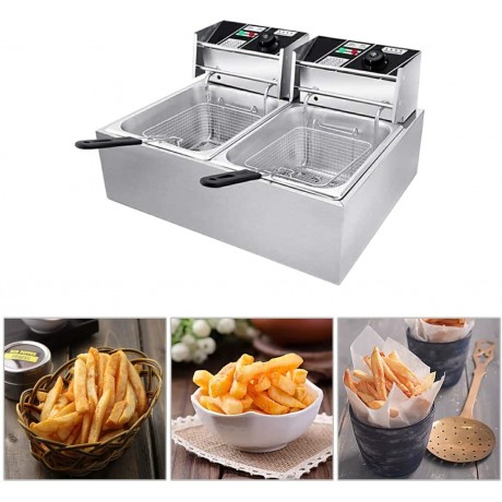 Generic Electric Deep Fryer Stainless Steel Tabletop Large Capacity Frying Machine for Kitchen Business Allowed to Fry Chicken French Fries 12L B094C83ZW4