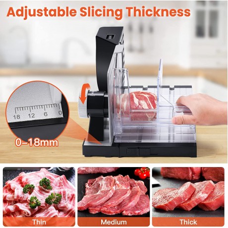 Meat Slicer Electric Deli Food Slicer Cutter for Home 0-18mm Adjustable Slice Thickness Collapsible Slicer Machine with 2 Removable 7.5’’ Stainless Steel Blades Ham Cheese Bread Fruit Cutter B09QXF5GZ8