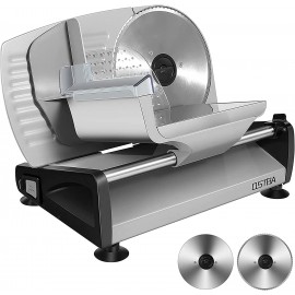 Meat Slicer Electric Deli Food Slicer with 2 Kinds of Removable 7.5’’ Stainless Steel Blade Adjustable Thickness Meat Slicer for Home Use Child Lock Protection Easy to Clean B09P76T4YL