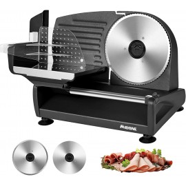 MIDONE Meat Slicer 200W Electric Deli Food Slicer with Two Removable 7.5’’ Stainless Steel Blade Adjustable Thickness for Home Use Child Lock Protection Black B09FKM6PG8