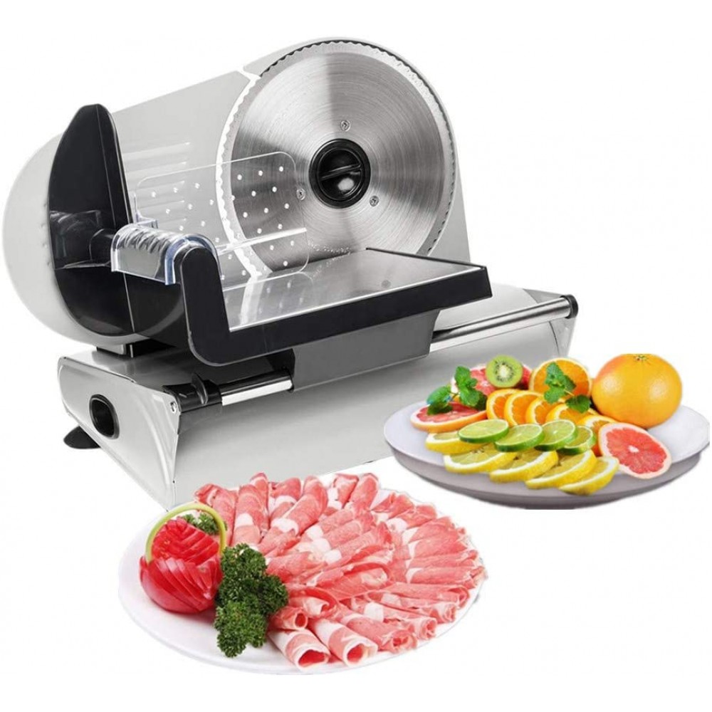 YYAO Electric Deli Food Slicer 7.5 Detachable Stainless Steel Blade,Home Precision Food Cutter Meat Slicers for Cheese,Bread,Fruit & Vegetables,Adjustable Thickness,Non-Slip Feet B07PTR55KP