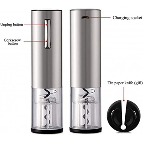 Dancing Wolf Electric Bottle Opener Water Drop Button Stainless Steel Charging Electric Bottle Opener Electric Wine Bottle Opener Color : Black B0B5HD5M3K