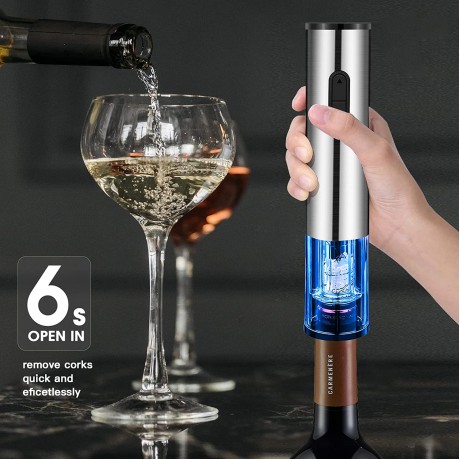 Electric Wine Bottle Openers Set,with Foil Cutter Wine Pourer Vacuum Stopper Dock silver B09DKPTZ9Z