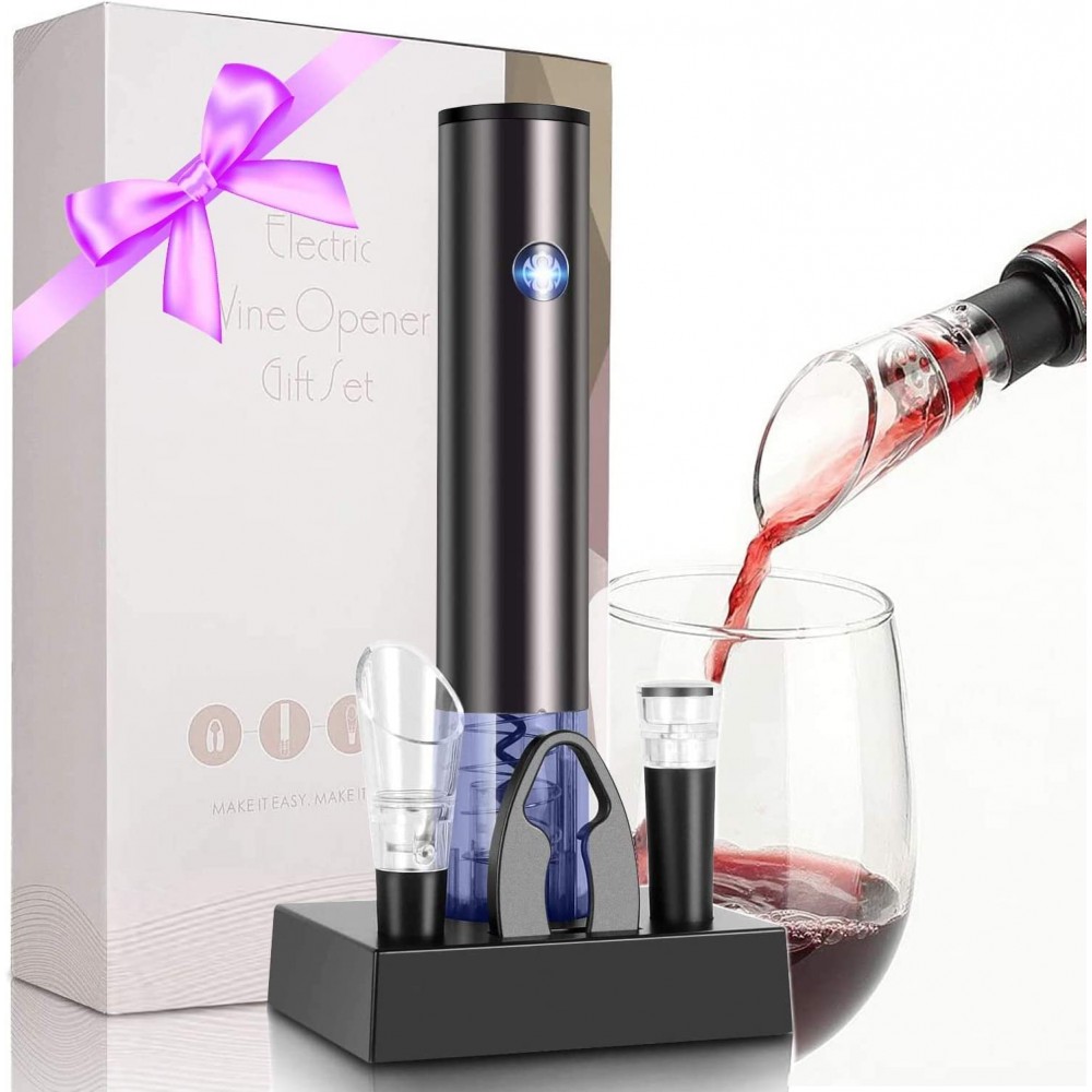 Electric Wine Opener Gift Set with Power Dock-Automatic Rechargeable Bottle Corkscrew-Foil Cutter Aerator Pourer Vacuum Wine Stopper Present Housewarming Christmas & Birthday B09PV6JPMF