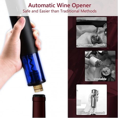 Electric Wine Opener One-Touch Automatic Wine Bottle Corkscrew Opener Rechargeable Electric Wine Bottle Opener with Foil Cutter for Home Bar Kitchen Gift for Bartender Wine Lovers B09NLQDNXH