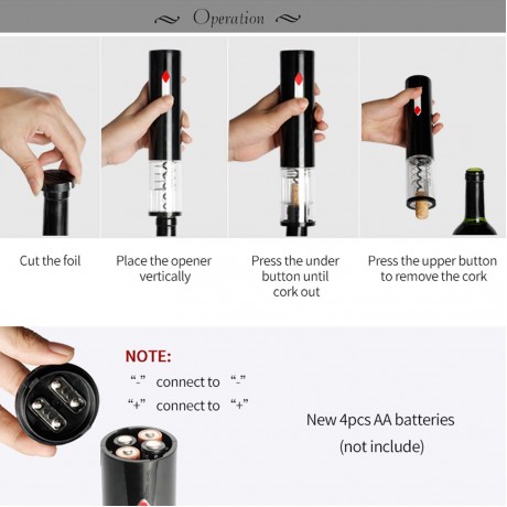 Electric wine opener Poker Series Battery Operated Wine Bottle Opener Lover Gift Set with Foil Cutter, Automatic Corkscrews for Christmas New Year Gift Home Party Bar SPADES B09MKKG17H