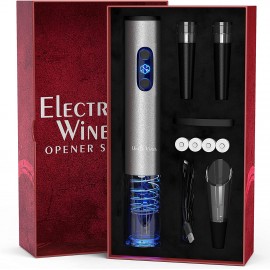 Electric Wine Opener Set Uncle Viner with Charger & Batteries Gift Idea for Wine Lover Battery Operated Corkscrew Automatic Cordless Wine Bottle Opener Rechargeable Mother's Day Christmas Kit B01N7IHJOH
