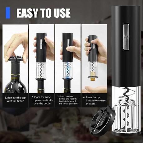 Electric Wine Opener TEBIKIN Rechargeable Wine Bottle Opener Set Type-C Port Automatic Corkscrew with Vacuum Stopper Pourer Foil Cutter Wine Accessories Gifts Father's Day B09H4Y3VPZ