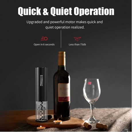 Electric Wine Opener TEBIKIN Rechargeable Wine Bottle Opener Set Type-C Port Automatic Corkscrew with Vacuum Stopper Pourer Foil Cutter Wine Accessories Gifts Father's Day B09H4Y3VPZ