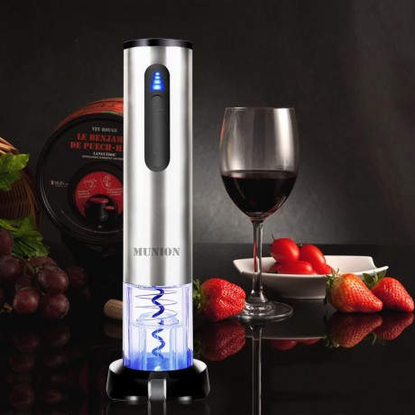 MUNION Electric Wine Opener Automatic Wine Bottle Opener Rechargeable Cordless Stainless Steel Corkscrew with Foil Cutter B075GF9QFB