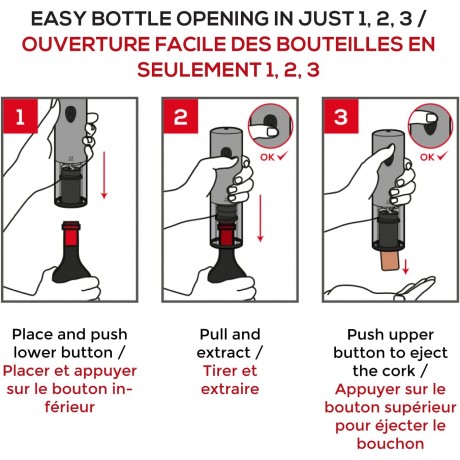 Peugeot Elis Electric Corkscrew Rechargeable Bottle Opener with Battery Stainless Steel 8 inches B0012CORFO