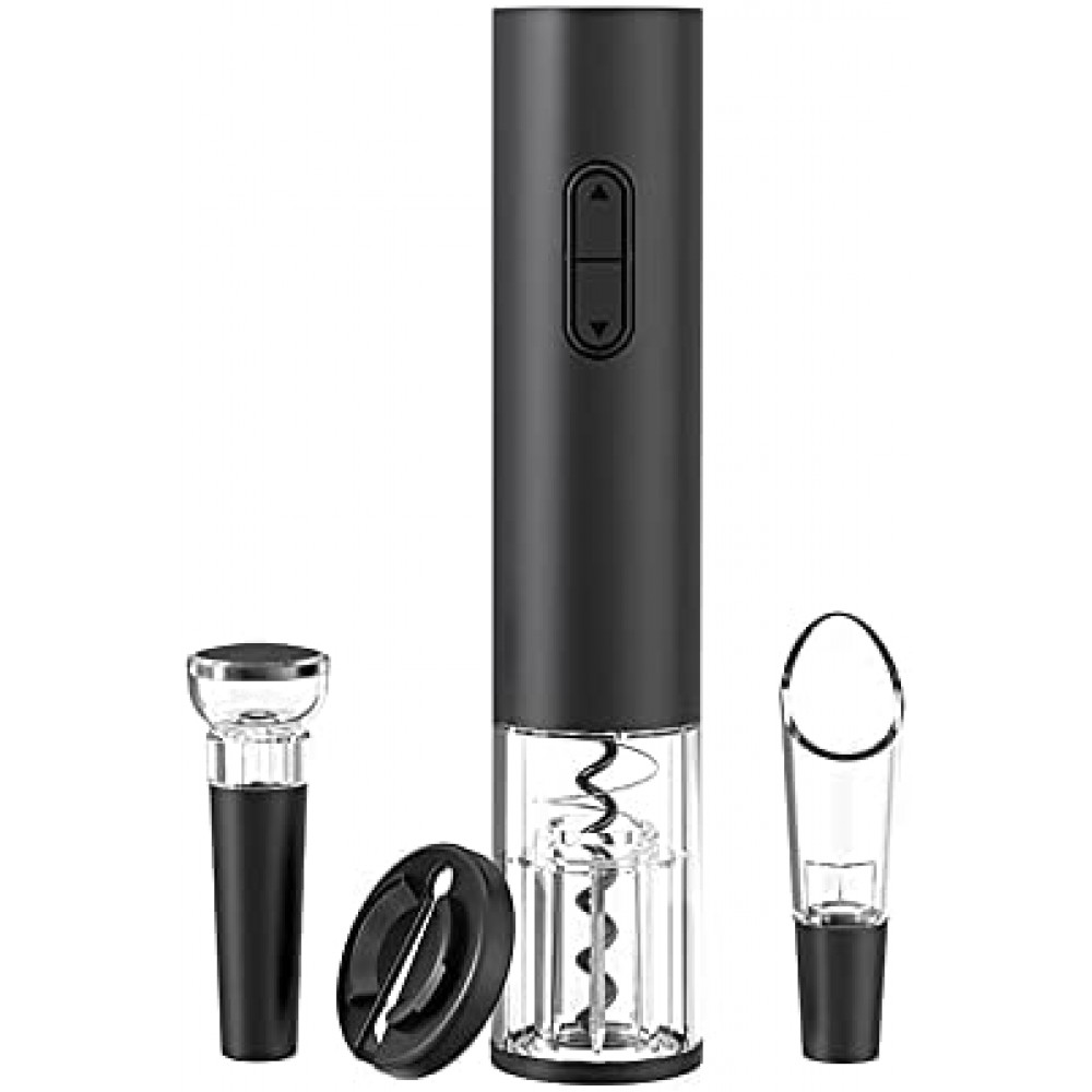 SCHACHUP Electric Wine Bottle Opener,Automatic Wine Opener Set,Wine Corkscrew with Wine Vacuum stopper Wine Aerator Pourer and Foil Cutter Set for Home Kitchen Party Bar Wedding gift in Black B0B3S9YQFP