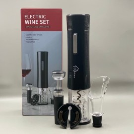 U-Dfine ELECTRIC Wine Bottle Opener | Christmas Gift Wine Kits includes Battery Powered Wine Opener Foil Cutter Vacuum Wine Stoppers Wine Aerator for Gift Home Kitchen Party Bar Black B09BC1KHM2