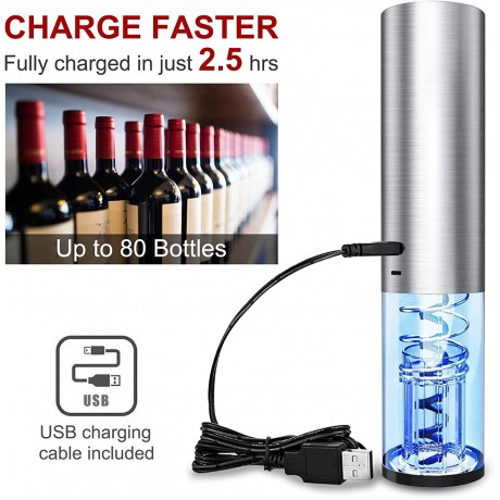 Zupora Electric Wine Opener Electric Wine Bottle Opener Automatic Wine Opener Electric Electric Bottle Opener Electric Corkscrew Wine Bottle Opener Electric Rechargeable Sliver B0B465L9ZV