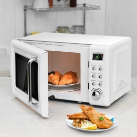 Designed For Your Diverse Needs Compact and Retro Appearance Fit Your Small Apartments Studios Dorms 700 Watts Efficiently And Easily Prepare Foods Glass Turntable Countertop Microwave Oven White B0849Q18GY