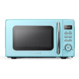 Galanz GLCMKZ09BER09 Retro Countertop Microwave Oven with Auto Cook & Reheat Defrost Quick Start Functions Easy Clean with Glass Turntable Pull Handle 0.9 cu ft Blue B09BR1C97S