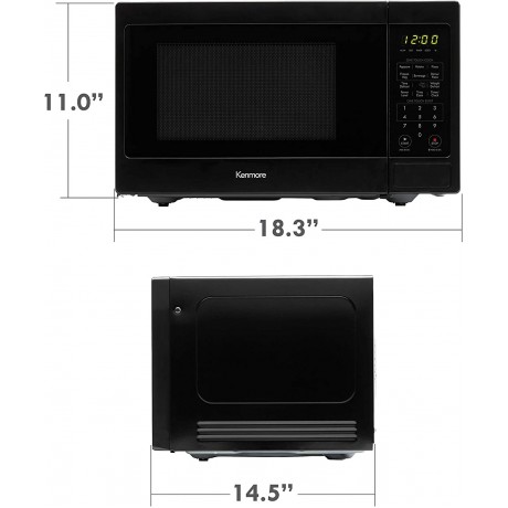 Kenmore 70929 0.9 cu. ft Small Compact 900 Watts 10 Power Settings 12 Heating Presets Removable Turntable ADA Compliant Countertop Microwave Black B07VYVP8H2