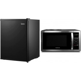 Midea WHS-87LB1 Refrigerator 2.4 Cubic Feet Black & Farberware Countertop Microwave 1.1 Cu. Ft. 1000-Watt Compact Microwave Oven B0B4MK7TP1