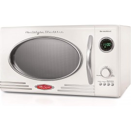 Nostalgia RMO4IVY Retro 0.9 Cubic Foot 800-Watt Countertop Microwave Oven 5 Power Levels and 12 Cook Settings LED Display Ivory B07YFDPT4J
