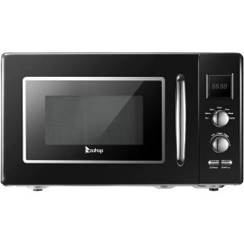 OUVITA 900W 0.9cuft Countertop Retro Microwave Oven With Display,8 Cooking Menu,Silver Handle B0B2W5K3XZ