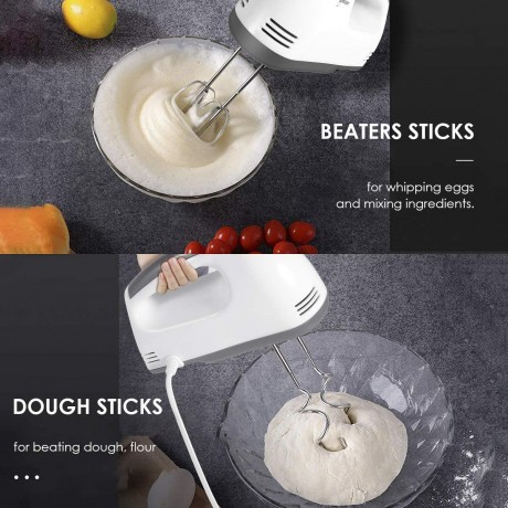 2022 Hand Mixer Electric 7 Speeds Selection Portable Handheld Kitchen Whisk Lightweight Powerful Handheld Electric Mixer Stainless Steel Egg Whisk with 2 Dough Hooks & 2 Beaters for Cake Baking Cooking Dessert B0B4S1R49H