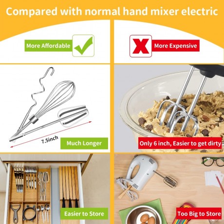 3Pcs Hand Mixer Electric Attachments Set for Drill HOMICOZY Stainless Steel Mixer Electric Handheld Egg Beater Whisk & Dough Hook for Drill Mixer Handheld Drill Attachments for Drill Not Included Dishwasher Safe 7.5inch B09QPS8C34