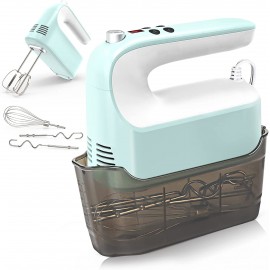 CBQ Hand Mixer Electric 9 Speed 400W Handheld Mixer with Digital Display Touch Button Turbo Storage Case 5 Stainless Steel Accessories Electric Handheld Mixer for Cake Cookie Egg Cream Dough Ice Blue B09R1PB4R2
