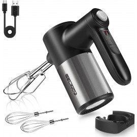 Cordless Hand Mixer Electric Rechargeable 7 Speed Mixer Electric Handheld with Digital Screen Storage Base 4 Stainless Steel Accessories for Potatoes Mixing Cookies Brownies Cakes B09YM7BWCT