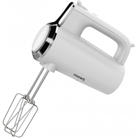 Courant 5-Speed Hand Mixer with Turbo Function Includes Beaters Dough Hooks & Whisk Perfect for Baking and Cooking CHM1570W White B09HL6JQPN