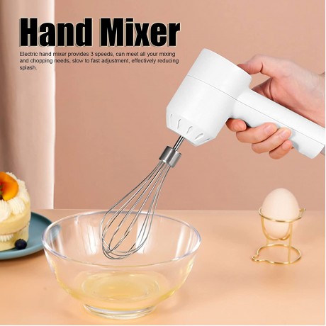 Electric Cordless Hand Mixer 3 Speed Electric Whisk Kitchen Handheld Mixer 20W with Egg Beater for Baking White B09ZQM7NCK