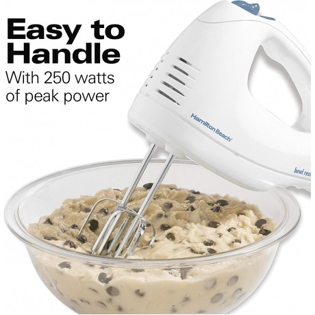 Hamilton Beach Power Elite Blender & 6-Speed Electric Hand Mixer with Whisk Traditional Beaters Snap-On Storage Case White B0B48BQY7M