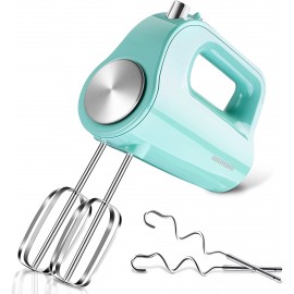 Hand Mixer Electric 5 Speed REDMOND 250W Power Mixer Electric Handheld Kitchen Mixer with 4 Stainless Steel Attachments 2 Beaters 2 Dough Hooks Glacier Green B08Y5ML2YY