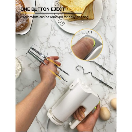 Hand Mixer Electric MOSAIC 300W Ultra Power 5 Speeds with Patent Beaters and Easy Eject 4 Stainless Steel Accessories with Storage Function Mixer for Whipping Mixing Dough Cakes B08KPVFCJF