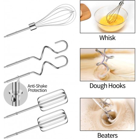 Hand Mixer Electric UTALENT 180W Multi-speed Hand Mixer with Turbo Button Easy Eject Button and 5 Attachments Beaters Dough Hooks and Whisk B082V3WRRN