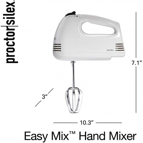 Proctor Silex 5-Speed Electric Hand Mixer with Bowl Rest Compact and Lightweight Effortless Mixing White 62515PS B00006IUWY