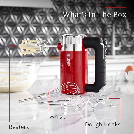 Russell Hobbs MX3100RDR Retro Style Hand Mixer 4 Speeds + Turbo Boost Red B07PNKBW43