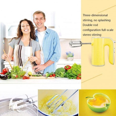 WXLBHD Electric Hand Mixer Handheld Mixer with 3-Speed 200W Turbo Heavy Duty Motor for Whipping Baking Cake Egg Cream Food Beater White Color : Yellow B09NL8YFWT