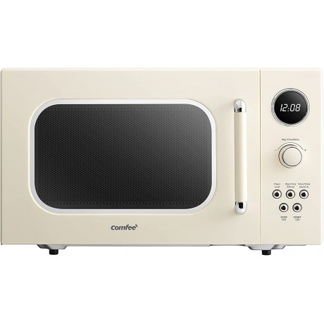 COMFEE' CM-M092AAT Retro Microwave with 9 Preset Programs Fast Multi-stage Cooking Turntable Reset Function Kitchen Timer Mute Function ECO Mode LED digital display 0.9 cu.ft 900W Apricot B08NP76C3F
