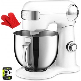 Cuisinart SM-50 Precision Master 5.5-Quart Stand Mixer White Linen Bundle with Deco Chef Pair of Red Heat Resistant Oven Mitt and 1 YR CPS Enhanced Protection Pack B09FZG6M9T