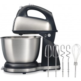 Hamilton Beach Classic Stand and Hand Mixer 4 Quarts 6 Speeds with QuickBurst Bowl Rest 290 Watts Peak Power Black and Stainless B07VJSSDV9