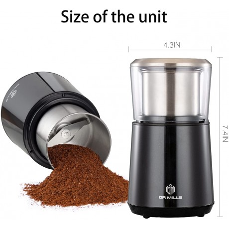 DR MILLS DM-7451 Electric coffee grinder Dried Spice nut herb Grinder detachable cup Dishwashable SUS304 stianlees steel B084Z629YF